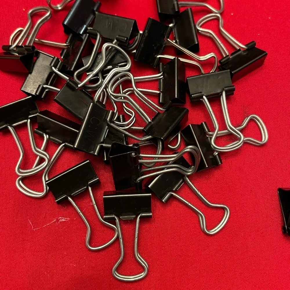 Black Binder Clips Set, 25 mini, 10 medium clamps